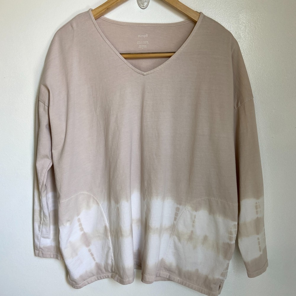 Pure Jill Tie-Dyed Relaxed V-Neck Tee  - Size M